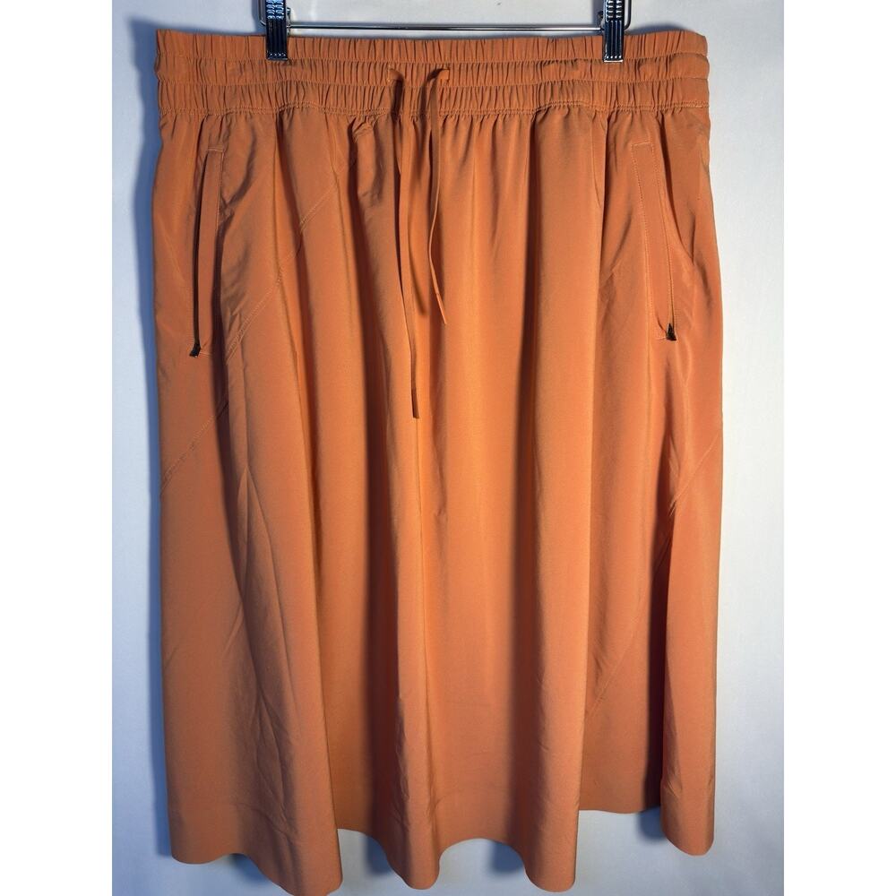 Athleta Orange Midi Skirt Size 20 Elastic Waist Pockets Stretch Athletic‎
